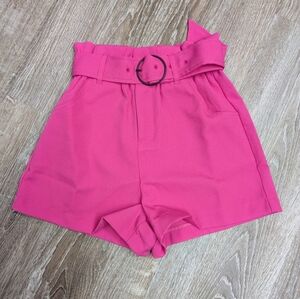 NWT Idem Ditto Raspberry Rose High Waisted Belted Trouser Shorts Size Small